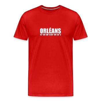 Coordonnées d’Orléans - T-shirt bio Premium Homme - rouge - Devant - Damien (186cm)