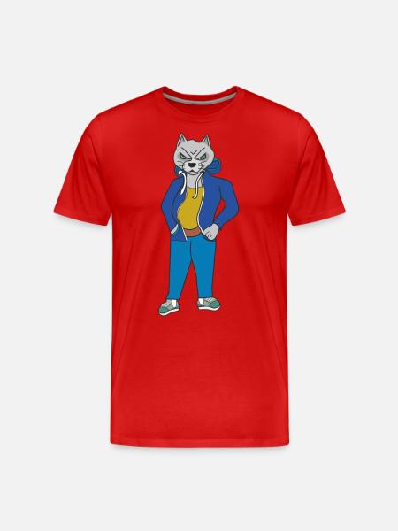 Angry grey cat - Men's Premium Organic T-Shirt - red