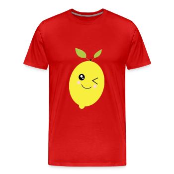Citron, Citron vert, Citron vert, Fruits, Fruits, Végétalien - T-shirt bio Premium Homme - rouge - Devant - Damien (186cm)