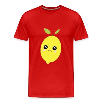 Citron, Citron vert, Citron vert, Fruits, Fruits, Végétalien - T-shirt bio Premium Homme - rouge - Devant - Damien (186cm)