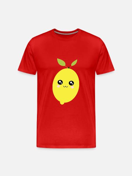 Kawaii Citron Kawaii Frugt Kawaii Frugt - Herre Premium T-shirt økologisk - rød