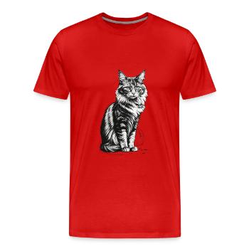 Noble cat sitting - Men's Premium Organic T-Shirt - red - Front - Damien (186cm)