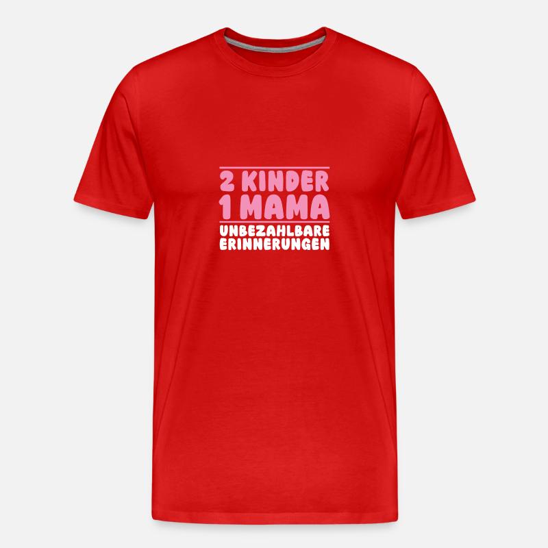 Mama Von 2 Kindern - Männer Premium Bio T-Shirt - Rot