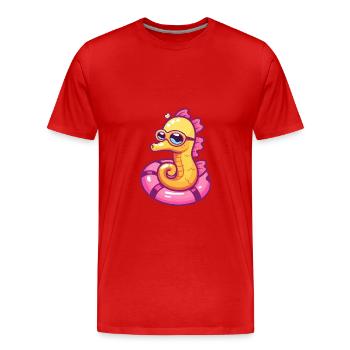 Seepferd Comic Cool - Männer Premium Bio T-Shirt - Rot - Vorne - Damien (186cm)