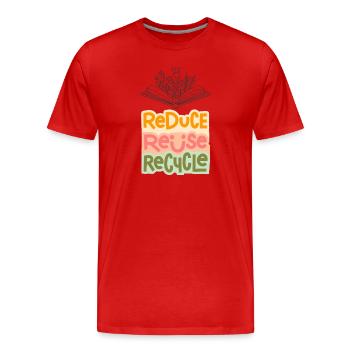 Reduce - Reuse - Recycle - Men's Premium Organic T-Shirt - red - Front - Damien (186cm)