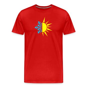 Logo d’isolation froid chaleur neige soleil - T-shirt bio Premium Homme - rouge - Devant - Damien (186cm)