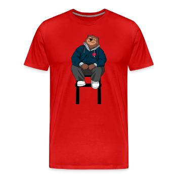 Ourson cosy en hoodie cœur - T-shirt bio Premium Homme - rouge - Devant - Damien (186cm)