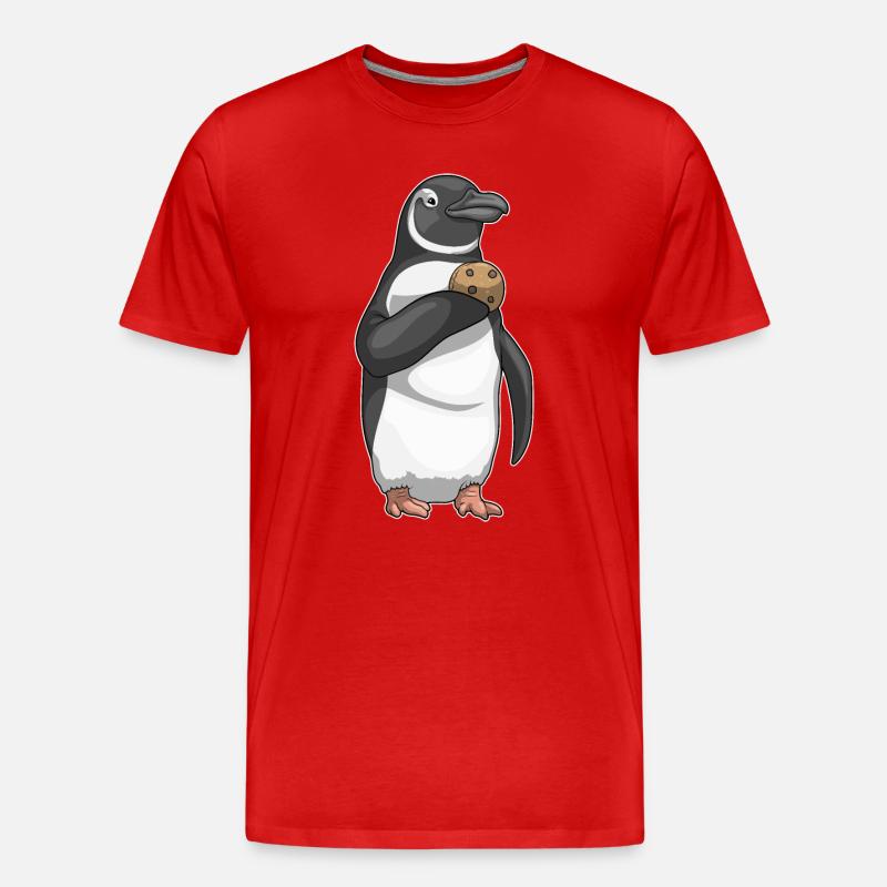Pinguin Cookie - Männer Premium Bio T-Shirt - Rot
