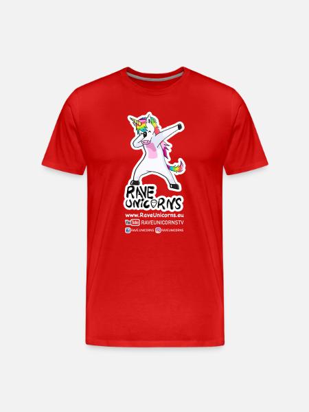 Fani Rave Unicorns - Ekologiczna koszulka męska Premium - czerwony