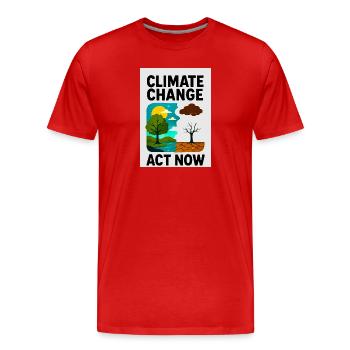 Le changement climatique maintenant - T-shirt bio Premium Homme - rouge - Devant - Damien (186cm)
