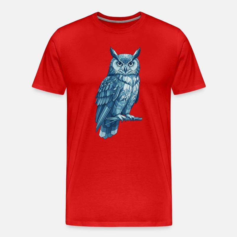 Geometrische Blaue Eule Design - Männer Premium Bio T-Shirt - Rot