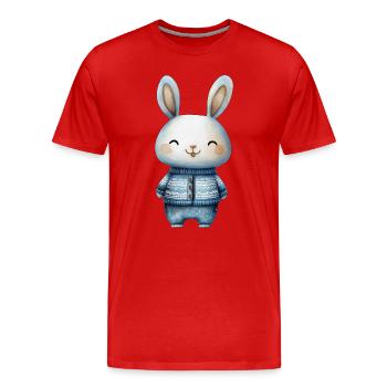 Petit Lapin Adorable – Illustration Tendresse - T-shirt bio Premium Homme - rouge - Devant - Damien (186cm)