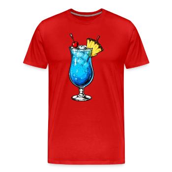 Motif de cocktail tropical bleu - T-shirt bio Premium Homme - rouge - Devant - Damien (186cm)