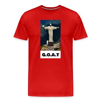 Icône du football GOAT Christ - T-shirt bio Premium Homme - rouge - Devant - Damien (186cm)