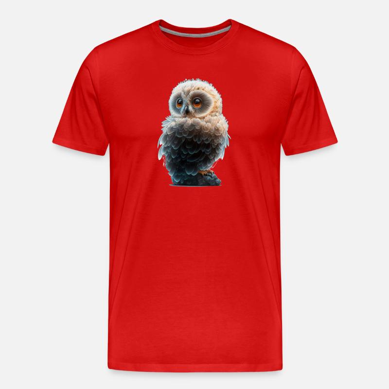 3D Eule - Männer Premium Bio T-Shirt - Rot