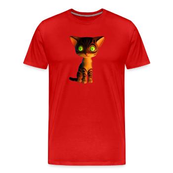 Grünäugiges trauriges Kätzchen - Männer Premium Bio T-Shirt - Rot - Vorne - Damien (186cm)