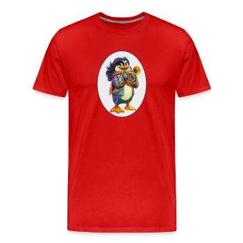 Musik Pinguin - Männer Premium Bio T-Shirt - Rot - Vorne - Damien (186cm)