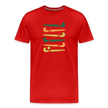 Bâtons de hockey colorés - T-shirt bio Premium Homme - rouge - Devant - Damien (186cm)