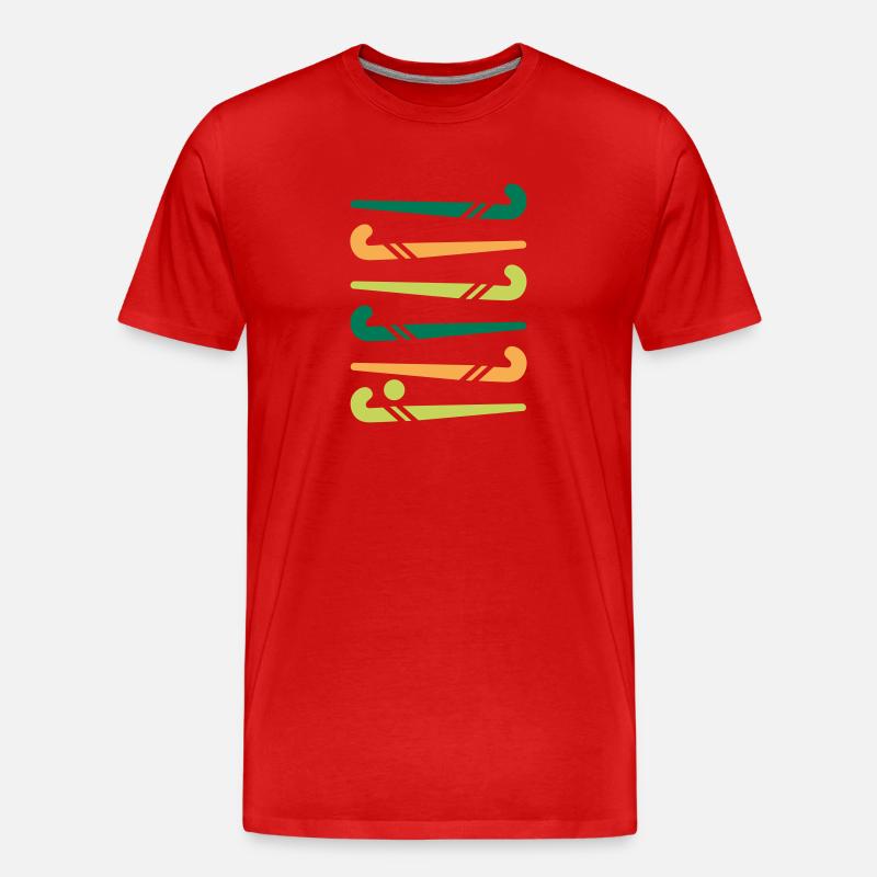 Hockeyschläger bunt - Männer Premium Bio T-Shirt - Rot