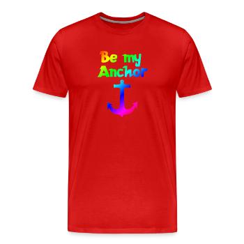 Soyez mon point d’ancrage | | relationnelle Cher | Association - T-shirt bio Premium Homme - rouge - Devant - Damien (186cm)