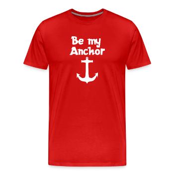Soyez mon point d’ancrage | | relationnelle Cher | Association - T-shirt bio Premium Homme - rouge - Devant - Damien (186cm)