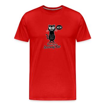 Ne soyez pas un chat effrayé - T-shirt bio Premium Homme - rouge - Devant - Damien (186cm)