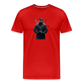 Ninja with swords - Men's Premium Organic T-Shirt - red - Front - Damien (186cm)