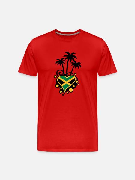Palm Design (Jamaica Heart) - Men's Premium Organic T-Shirt - red