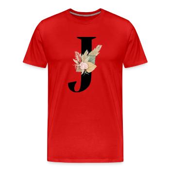 lettre J fleuris - T-shirt bio Premium Homme - rouge - Devant - Damien (186cm)