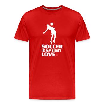 I love Football Stylish Soccer Silhouette - Men's Premium Organic T-Shirt - red - Front - Damien (186cm)