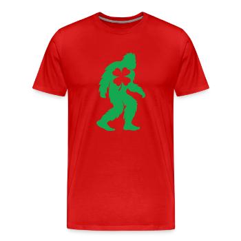 Bigfoot Shamrock Gold Funny St Patrick's - Männer Premium Bio T-Shirt - Rot - Vorne - Damien (186cm)