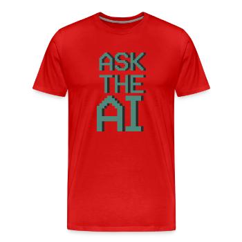 Fragen Sie die KI - Männer Premium Bio T-Shirt - Rot - Vorne - Damien (186cm)
