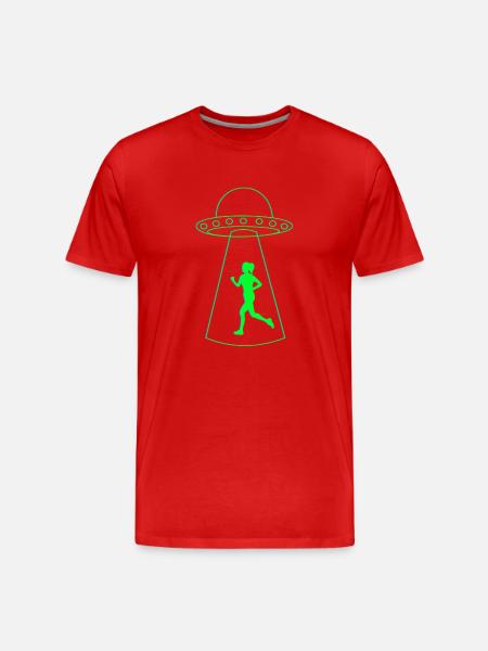 Ufo und Joggerin - Männer Premium Bio T-Shirt - Rot