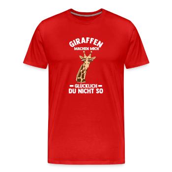 Giraffe Giraffen - Männer Premium Bio T-Shirt - Rot - Vorne - Damien (186cm)