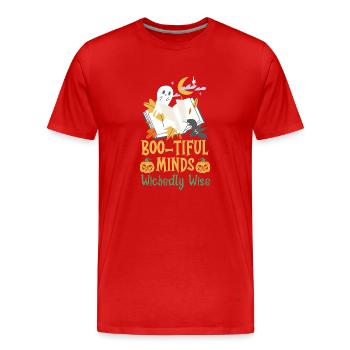 Boo-tiful Minds Wickedly Wise Teacher Halloween - Men's Premium Organic T-Shirt - red - Front - Damien (186cm)