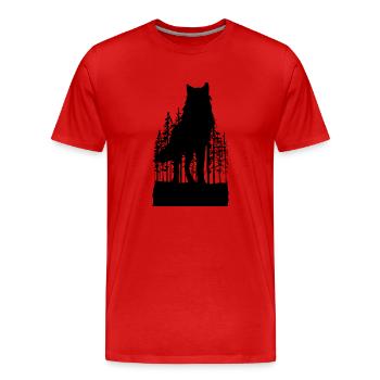 Loup sauvage croquis animaux sauvages randonnée nature âme - T-shirt bio Premium Homme - rouge - Devant - Damien (186cm)