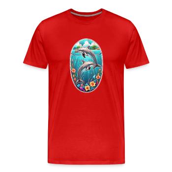 Delfin & Ozean - Männer Premium Bio T-Shirt - Rot - Vorne - Damien (186cm)