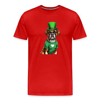 Boxer Dog St. Patrick's Day I Irish Green Hat St - Männer Premium Bio T-Shirt - Rot - Vorne - Damien (186cm)