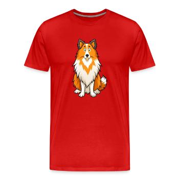 Alert Shetland Schäferhund Digitale Kunst - Männer Premium Bio T-Shirt - Rot - Vorne - Damien (186cm)