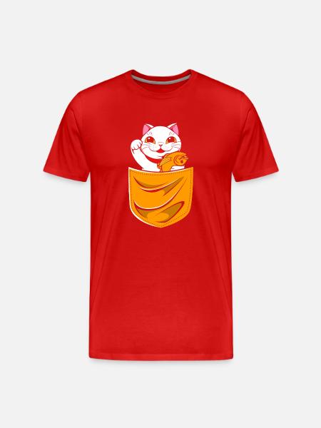 Maneki Neko Japan Lucky Charm - Men's Premium Organic T-Shirt - red