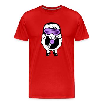 Cool DJ Schaf Schallplatte Party Club Musik Spaß - Männer Premium Bio T-Shirt - Rot - Vorne - Damien (186cm)