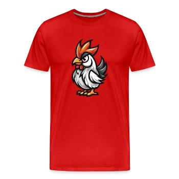 Rooster - Men's Premium Organic T-Shirt - red - Front - Damien (186cm)
