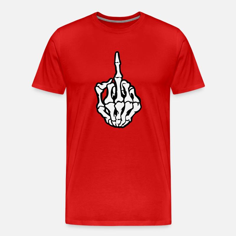 Skull Mittelfinger - Männer Premium Bio T-Shirt - Rot