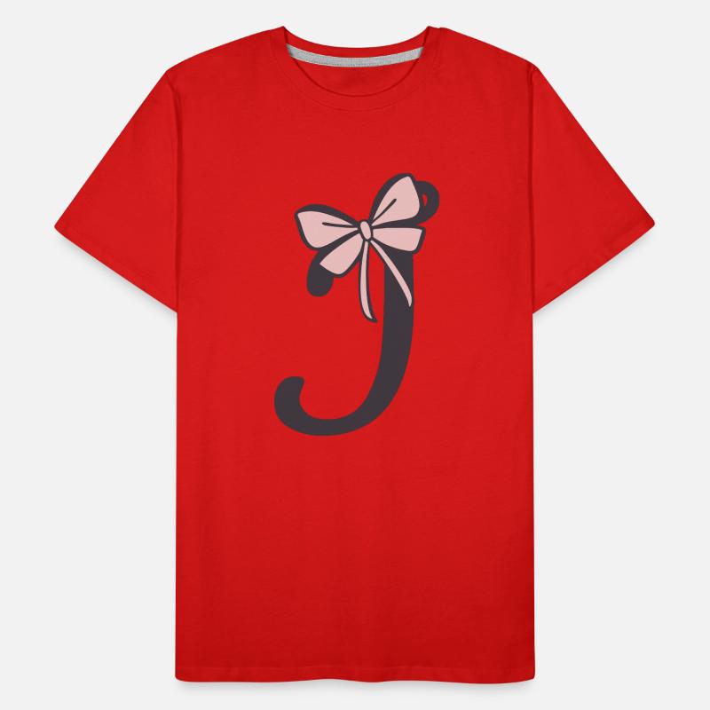 Anfangsbuchstabe i Schleifchen Männer Premium Bio T-Shirt