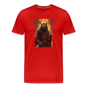 Shesmu, dieu du vin, mythologie égyptienne, tête de lion - T-shirt bio Premium Homme - rouge - Devant - Damien (186cm)