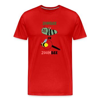Zombee vs. Zoombee – Zombie Bee & Magnified Bee - Men's Premium Organic T-Shirt - red - Front - Damien (186cm)
