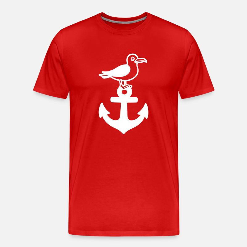 Anker Möwe Hafen - Männer Premium Bio T-Shirt - Rot