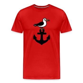 Anker Möwe Hafen - Männer Premium Bio T-Shirt - Rot - Vorne - Damien (186cm)