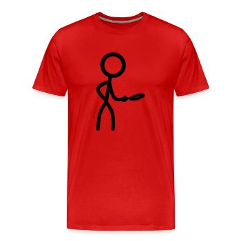 Stickman mit Lupe - Männer Premium Bio T-Shirt - Rot - Vorne - Damien (186cm)