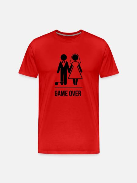Game Over Hochzeit - Männer Premium Bio T-Shirt - Rot